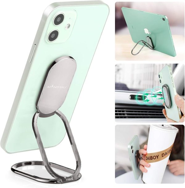 Phone Ring Holder Finger Kickstand 360°Rotation Cellphone Back Grip Foldable Cell Phone Stand for Desk Compatible with iPhone iPad Smartphones Tablets