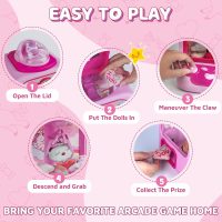 Claw Machine for Kids, Mini Vending Machine Girls Unicorn Toys, Candy Grabber Prize Dispenser with Sound & 20 Mini Plush Toys, Electronic Arcade Game Indoor Toy for Home Party Birthday Gifts - Image 3