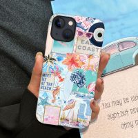 Generic Case Compatible with iPhone 14,Scratch Resistant Hybrid 2-Layer Hard Shell Phone Case,Seashells Beach Summer Jellyfish Collage - Image 5