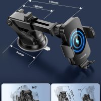 Wireless Car Charger, Fast Charging Phone Holder 3 in 1 Phone Mount Auto Clamping Car Accessories Compatible with iPhone 16 15 14 13 12 11 Xs XR, Samsung S23 Ultra S22 S21 S20/S10+ S9(Midnight Black) - Image 6