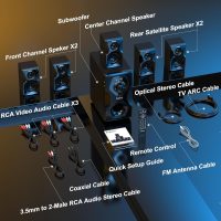 Bobtot Surround Sound Speakers Home Theater Systems - 700 Watts Peak Power 5.1/2.1Wired Stereo Speaker System 5.25" Subwoofer Strong Bass with Bluetooth HDMI ARC Optical Input - Image 7