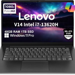 Lenovo V14 Gen 4 Business Laptop (14" FHD Anti-Glare, Intel 10-Core i7-13620H, 40GB RAM, 1TB SSD), Webcam with Privacy Shutter, Ethernet, Wi-Fi 6, HDMI, Bluetooth, Win 11 Pro w/ Copilot, Black