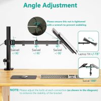 WALI Laptop Tray Desk Mount for 17inch Notebook, Fully Adjustable Laptop Arm up to 22lbs, Monitor Mount with Vented Cooling Platform Stand (M00LP), Black - Image 5