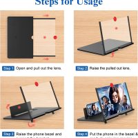 12" Screen Magnifier,3D HD Mobile Phone Magnifier Projector Screen Enlarger for Movies, Videos, and Gaming,Foldable Cell Phone Stand with Screen Amplifier,Supports All Smartphones (Black, 12inch) - Image 5