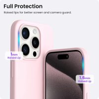 ORNARTO Compatible with iPhone 15 Pro Case 6.1", Liquid Silicone 3 Layers Full Covered Soft Gel Rubber Cover, Shockproof Protective Slim Phone Case with Anti-Scratch Microfiber Lining-Chalk Pink - Image 4