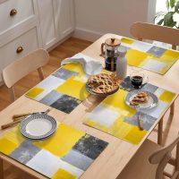 Abstract Watercolor Color Stitching Placemats for Dining Table Set of 4 Place Mats Indoor for Home Kitchen Non-Slip Table Mats - Image 4