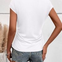 Bliwov Womens Summer Cap Sleeve Tops Business Casual Crewneck T Shirts Trendy Outfits Beach Vacation Clothes Fashion Blouses - Image 2
