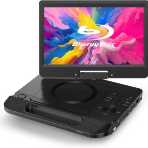 FANGOR 12.5" 1080P Portable Blu-Ray Player with 10.5" HD Swivel Screen, HDMI Out & AV in, Multi Media Player, 5 Hours Rechargeable Battery, Supports USB/SD Card, Last Memory