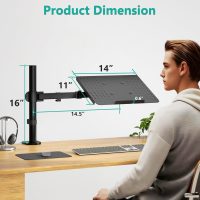WALI Laptop Tray Desk Mount for 17inch Notebook, Fully Adjustable Laptop Arm up to 22lbs, Monitor Mount with Vented Cooling Platform Stand (M00LP), Black - Image 3