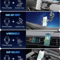 Wireless Car Charger, Fast Charging Phone Holder 3 in 1 Phone Mount Auto Clamping Car Accessories Compatible with iPhone 16 15 14 13 12 11 Xs XR, Samsung S23 Ultra S22 S21 S20/S10+ S9(Midnight Black) - Image 3
