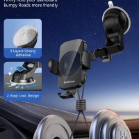 Wireless Car Charger, Fast Charging Phone Holder 3 in 1 Phone Mount Auto Clamping Car Accessories Compatible with iPhone 16 15 14 13 12 11 Xs XR, Samsung S23 Ultra S22 S21 S20/S10+ S9(Midnight Black) - Image 5