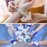 Wrist Corsage Artificial Flower Bracelets Pack of 1 Rose Wrist Bride Groom Decorative for Wedding Ceremony Prom Party Anniversary, 12x10cm Dark Purple - Image 5