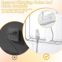 Bremorou 2 Pcs Phone Holder Wall Mounted Clear Plastic Self Adhesive with Charging Hole Shelf Stand Cell Phone Wall Mount Bedside Practical Smartphone Accessories for Home Office - Image 3