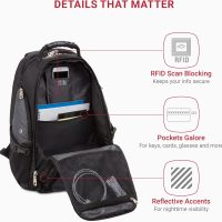 SwissGear 1900 Scansmart TSA 17 Laptop Backpack, Grey/Black, 19-Inch - Image 3
