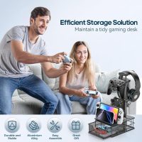 KDD Headphone Stand with Drawer - Headset & Controller Holder for Desk - Aluminum Supporting Bar Earphone Stand with Cable Organizer - Universal Gaming PC Accessories Storage - Image 5
