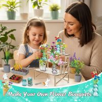 Make It Miniature Botanicals Kit - Mini Plants Collectibles with Flowers, Bouquets, Bonsai, Succulent, Garden, Wooden Display Stand - DIY Crafts Toy Gifts for Kids 6+, Collectors, Decoration - Image 2