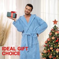 Men's Bathrobes with Hood, Soft Long Towel Robe for Men - Super Absorbent Quick Dry yet Warm - Image 6