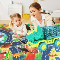 HONGID Dinosaur Truck Toys for Kids 3-5, Triceratops Car Toy with 15 Dino Figures,Large Activity Play Mat, Dinosaur Eggs, Dinosaur Play Set for Boys and Girls,Christmas Xmax,Stocking Stuffers - Image 2