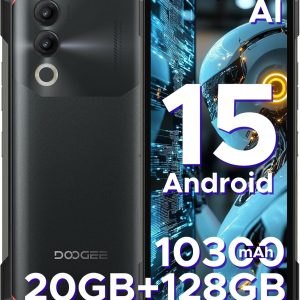 DOOGEE Blade 20 Android 15 Rugged Smartphone,10300mAh/18W,20GB+128GB/TF 2TB Octa Core Rugged Phone,6.6" HD+ Gaming Phones,16MP Camera,IP68/IP69K Waterproof Phone,Triple Slot/NFC/Face ID/GPS