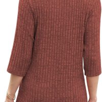 JomeDesign Sweaters for Women 3/4 Sleeve V Neck Shirts Dressy Casual Blouses Loose Fit Tunic Tops - Image 3