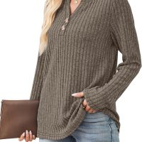 SAMPEEL Womens Sweaters Lightweight Long Sleeve Shirts V Neck Tops with Button Fall Outfits 2025 - Image 4