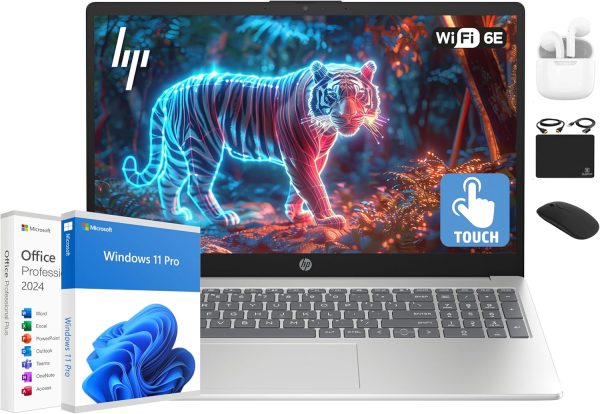 HP Flagship 15.6" HD Touchscreen Laptop Computer, 6-Core Intel i3 Processor, 64GB RAM, 2.5TB Storage (2TB SSD + 500GB Ext), Wi-Fi, Long Battery, HubxcelAccessory, Lifetime Office 2024, Win 11 Pro