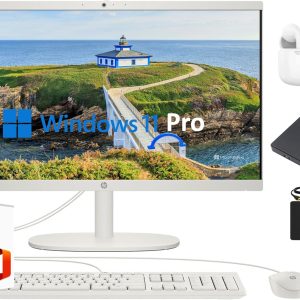 HP All-in-One Desktop Computer 2025 Premium, 21.5" FHD Display, Dual-Core Intel Processor, 32GB RAM, 1TB Storage (500GB SSD + 500GB Ext), Webcam, Win 11 Pro, Lifetime Office 2024 +HubxcelAccessory