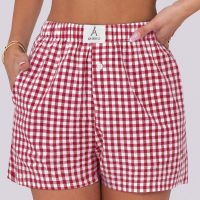 ANRABESS Boxer Shorts for Women Gingham Pajama 2025 Summer Casual Lounge Sleep Plaid Shorts Y2K Beach Bottoms - Image 5