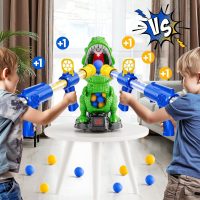 Dinosaur Shooting Toys for Kids 3-5 Years, Movable Target Shooting Games with 2 Air Pump Launcher, Interactive Competition Game Gift for Boys and Girls Ages 3 4 5 6 7 8 Years Old - Image 4