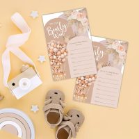 Baby Shower Invitation, 15 Brown Boho Floral & Bear Balloon Fill-In Invites With Envelopes, For Boys And Girls Baby Announcement, Gender Reveal Party Supplies & Decorations - A126 - Image 3