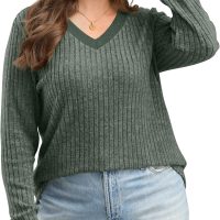 SAMPEEL Women's V Neck Color Block Long Sleeve Shirts–Casual Fall Tops, Lightweight Tunic Sweaters Fashion Outfits 2025 - Image 4