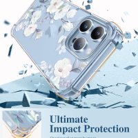 GVIEWIN for iPhone 13 Pro Case with Screen Protector & Camera Lens Protector, [10FT Military Grade Drop Protection] Clear Shockproof Slim Fit Floral Phone Case for Women 6.1" (Hibiscus) - Image 4