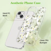 ZTOFERA for iPhone 13/14 Magnetic Case Compatible with Magsafe,Aesthetic Floral Pattern Design Cute for Girl Women,Anti-Drop Protective Hard Phone Cover for iPhone 13/14-Big White Flower - Image 3