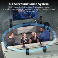 Bobtot Home Theater Systems Surround Sound Speakers - 1200 Watts 10 inch Subwoofer 5.1/2.1 Channel Audio Stereo System with HDMI ARC Optical Bluetooth Input for 4K TV Ultra HD AV DVD FM Radio USB - Image 2