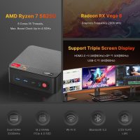 P4 Light Gaming Mini PC, Ryzen 7 5825U, 32GB RAM 1TB SSD, 11 Pro Triple 4K 60HZ Displays Desktop Computers, Support PS3 Emulator Micro PC, HDMI+DP+Type-C, WiFi 6E, BT5.2, Dual 2.5GbE LAN - Image 2