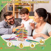 Montessori Game Wooden Board Game, 42 Colorful Wooden Sticks Dice Game Math Educational Toys for 3 4 5 6 Years Old, Fine Motor Skills Toys & Counting Toy Family Game Travel Toys Gifts for Kids - Image 4