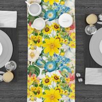 Spring Summer Floral Table Runner Kitchen Dining Table Decoration,13 x 72 Inches - Image 3
