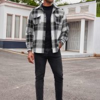 COOFANDY Men's Flannel Shirts Long Sleeve Cotton Plaid Shirt Jacket Casual Button Down Shirt with Pockets - Image 3