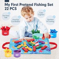 hahaland Montessori Toys for 1 Year Old - 10 in 1 Cloth Toddler Fishing Game with Stacking Cups, Baby Toy 12-18 Months One Year Old Boy Birthday Gift, Toddler Toys for 1 2 Year Old Boy Girl Gifts - Image 2