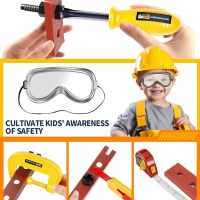 Deejoy Tool Set with Tool Box & Electronic Toy Drill, Pretend Play Kids Construction Kits for Kids Ages 3-5 Years Old, Toddler Boy Toys(Orange) - Image 4