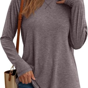 AUTOMET Womens Long Sleeve Crewneck Shirts Fall Winter Casual Work Tops Loose Fit Clothes Trendy Basic Outfits 2025