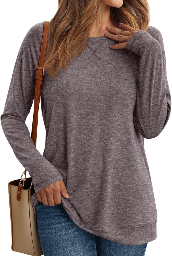 AUTOMET Womens Long Sleeve Crewneck Shirts Fall Winter Casual Work Tops Loose Fit Clothes Trendy Basic Outfits 2025