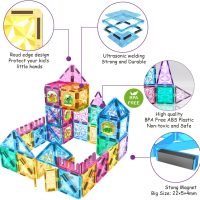 Jasonwell 110PCS Magnetic Tiles Building Blocks Set for Boys Girls Preschool Educational Magnet Construction Kit Stacking STEM Toys Christmas Birthday Gifts for Kids Toddlers 3 4 5 6 7 8 9 + Year Old - Image 2