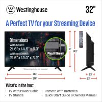 Westinghouse 32 Inch TV, HD LED Small Flat Screen Non-Smart Television, Works with Fire Stick, Roku, Apple TV, TiVo, Xumo, and Streaming Devices - Image 3
