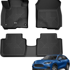KARPAL Floor Mats for Honda HR-V 2026 2025 2024 2023(Include Hybrid), Front & 2nd Row, TPE Rubber All Weather Protection Floor Liners Odorless Anti-Slip Car Mats Honda HR-V Accessories