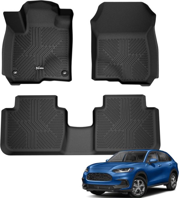 KARPAL Floor Mats for Honda HR-V 2026 2025 2024 2023(Include Hybrid), Front & 2nd Row, TPE Rubber All Weather Protection Floor Liners Odorless Anti-Slip Car Mats Honda HR-V Accessories