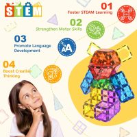 60 PCS Magnetic Building Tiles Kids Toys STEM Magnetic Blocks Sensory Toys Kids Games Magnet Building Toy for Boys and Girls Aged 3+, Kid Brain Development Preschool Kindergarten Toddler Toy - Image 2