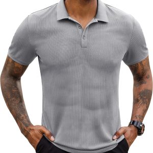 Stretch Polo Shirts for Men Short Sleeve Golf Polo Shirts Slim Polo T-Shirts for Men Golf Shirts Tennis Polo