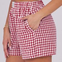 ANRABESS Boxer Shorts for Women Gingham Pajama 2025 Summer Casual Lounge Sleep Plaid Shorts Y2K Beach Bottoms - Image 3
