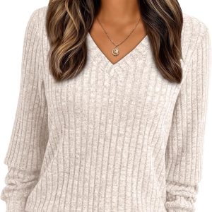 AUTOMET Womens V Neck Long Sleeve Shirt Fall Fashion Tops Tunic Dressy Casual Sweater Clothes Cute Trendy Work Outfits 2025